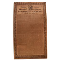 Rare Silk Copy of Andrew Jackson's 1837 Farewell Address -- Beautiful Presidential Keepsake