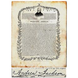Andrew Jackson Inaugural Address 5'' x 6.5'' Broadside