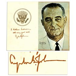 Lyndon B. Johnson Signed Portrait by Norman Rockwell --  Measures 14'' x 11''