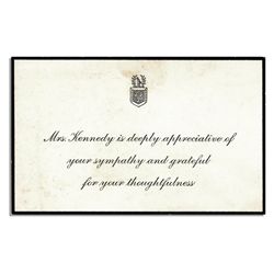 Jackie Kennedy Mourning Card After the Assassination of JFK