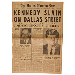 ''The Dallas Morning News'' Announces ''KENNEDY SLAIN ON DALLAS STREET''