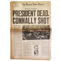 Late Edition of the 22 November 1963 Dallas Times Herald Announcing Assassination of JFK -- ''PRESID