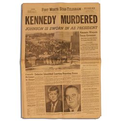 23 November 1963 Edition of The Fort Worth Star-Telegram Newspaper -- ''KENNEDY MURDERED''