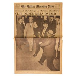 ''The Dallas Morning News'' Announces ''CLUB OWNER KILLS OSWALD'' and Second Paper ''LBJ Takes Over 