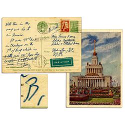 Robert F. Kennedy Autograph Note Signed -- Upon a Postcard From a Trip to the U.S.S.R.
