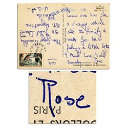 Rose Kennedy Handwritten Postcard From Paris -- ''Came over here for a change while all the family i