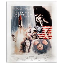 NASA Pilots Signed Lithograph -- Neil Armstrong, Gene Cernan, Pete Conrad, John Glenn, Rick Hauck, J
