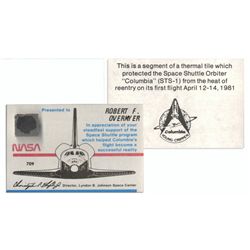 Space-Flown ''Thermal Tile'' Material From The Outer Lining of Space Shuttle Columbia -- Flown on Th