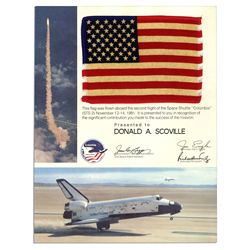 Space-Flown Flag From The STS-2 Mission -- Flown Aboard Space Shuttle Columbia When the Spacecraft B