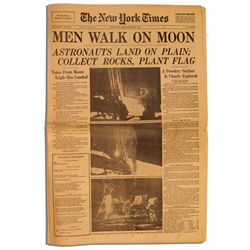 ''MEN WALK ON MOON'' -- 21 July 1969 Edition of The New York Times Newspaper