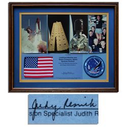 Space-Flown Flag & NASA Patch Gifted by Challenger Disaster Astronaut Judy Resnik to Colleagues at L