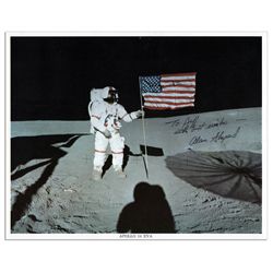 Alan Shepard Signed 10'' x 8'' Photo of His Apollo 14 EVA (Extra Vehicular Activity) on the Moon