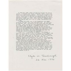 Astronomer Clyde Tombaugh Signed Description of Discovering Pluto