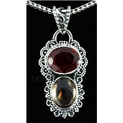 Pink & Brown Tourmaline 23.83ctw Silver Pendant