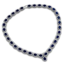 Sapphire 51.15ctw Necklace 14kt White Gold