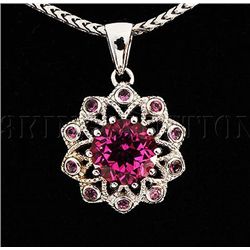 Pretty 3.44g Sterling Silver Pink Sapphire Pendant 2.75ctw