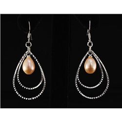 Pearl Dangling 3.72g Diamond Cut Design Silver Earring