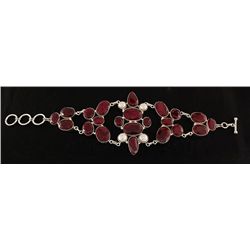 RUBY CORRUNDUM 74.40GRAMS FASHION SILVER BRACELET