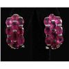 Image 2 : 12.00ctw Pink Ruby Sterling Silver Cluster Earring 4.16g
