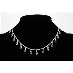 Natural Sapphire 9.00CT Bezel Dangles Silver Necklace 7.78g