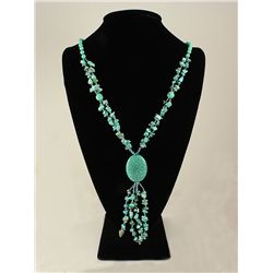Gushing Sky Blue Turquoise 400.00ctw Beads Necklace