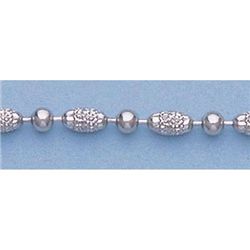 Pure Gold 16" 14kt Italian Gold-White 2.5mm, D/C Oval & Shiny Bead Chain :8.4gr