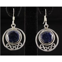 SAPPHIRE CORRUNDUM 35.06CTW SILVER HOOK EARRING