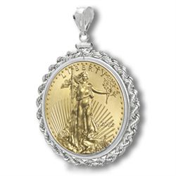 2012 1/2 oz Gold Eagle White Gold Pendant (Rope-ScrewTop Bezel) 14KT