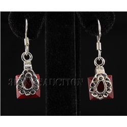 RUBY CORRUNDUM 20.03CTW SILVER HOOK EARRING