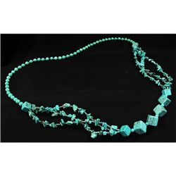 366.08CTW TURQUOISE CHUNKY BLUE BEADED NECKLACE
