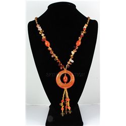 457.85CTW CHUNKY CARNELIAN RED ORANGE STONE NECKLACE