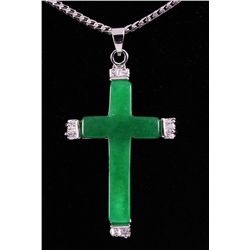 JADE CROSS 4.14GRAMS IN SILVER PLATED PENDANT