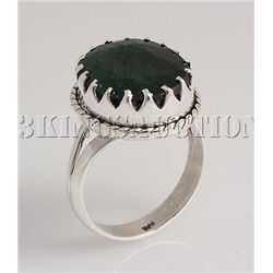 EMERALD BERYL 27.05CTW UNIQUE DESIGN SILVER RING