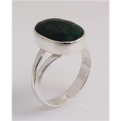 EMERALD BERYL 21.26CTW BEZEL DESIGN SILVER RING