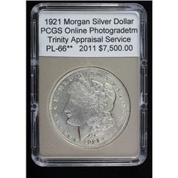1921 Peace Dollar PCGS Online Photograph (Certificate of Authenticity)PL-66
