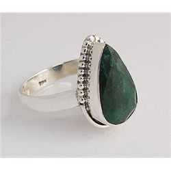 EMERALD BERYL 24.35CTW CUTE DESIGN SILVER RING