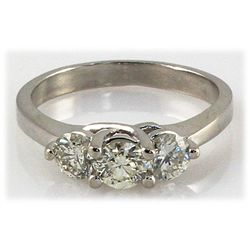 Genuine 1.80 ctw Diamond Three Stone Ring 14KT White Gold H, SI2/SI3