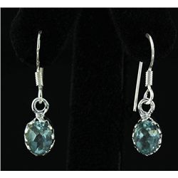 3.20CT Oval Blue Topaz Bezel Design 0.925 Earring 2.32g