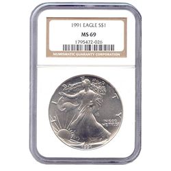 Certified Proof Silver Eagle PF69 1991