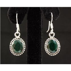 EMERALD BERYL 24.91CTW MINI SILVER HOOK EARRING