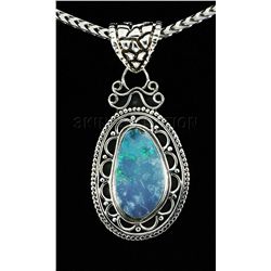 Opal Doublet 14.54ctw Antique Design Silver Pendant