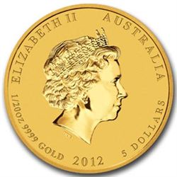2012 1/20 oz Green Colored Gold Lunar Year of the Dragon (SII)