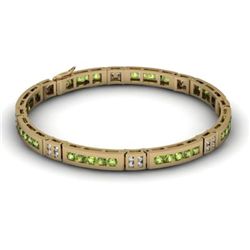 Peridot 2.96 ctw & Diamond Bracelet14kt W OR Y Gold