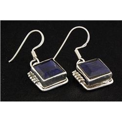 SAPPHIRE CORRUNDUM 29.55CTW SILVER HOOK EARRING