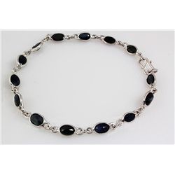 Natural 8.40CT Faceted Sapphire Silver Bezel Bracelet 2.65g