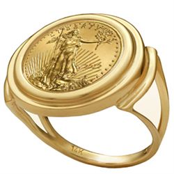 2012 1/10 oz Gold Eagle Ring (Polished-Prong) Size 6, 14KT