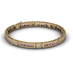 Amethyst 2.56 ctw & Diamond Bracelet14kt W OR Y Gold