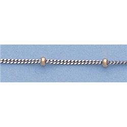 Pure Gold 16" 14kt Italian Gold-White 1.0mm, White Curb Chain Yellow Beads :2.4gr