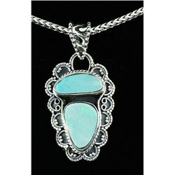 Opal Doublet 19.62ctw Antique Design Silver Pendant