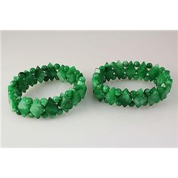 Natural Jade 384.00ctw Stretch Bracelet Lot of 2